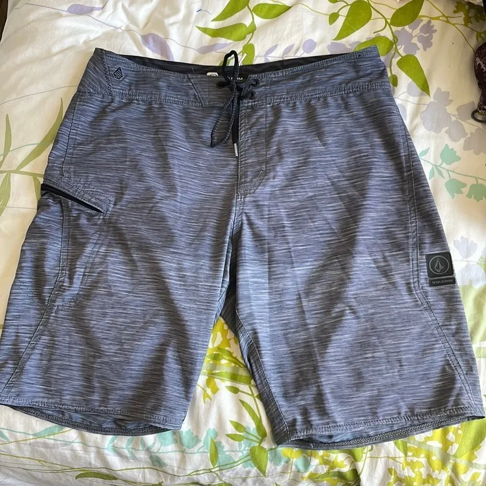 EUC! Volcom Gray Swim Trunks - Size 32